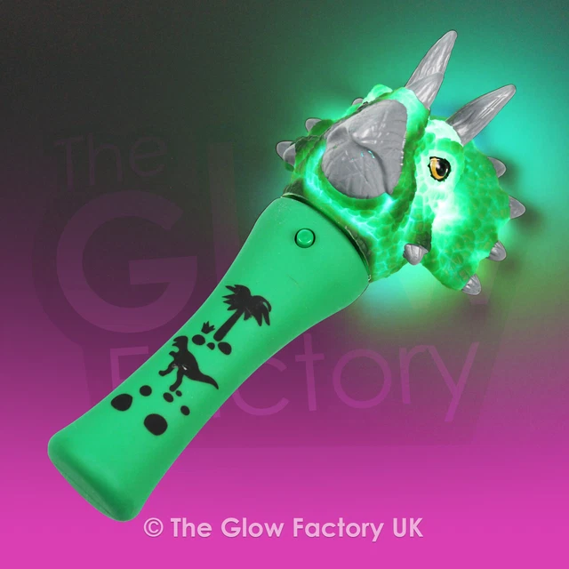 Flashing Triceratops 7" inch Dinosaur Wand LED Light up Toy