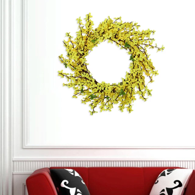Invierno Jazmín Hecho a Mano Simulación Guirnalda Corona Ratán Decoración Colgante Orna
