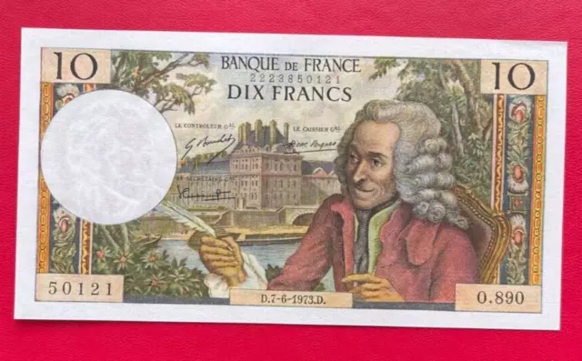 Beau billet de 10 Francs Voltaire type 1963, D.7-6-1973.D. SPL/SPL+