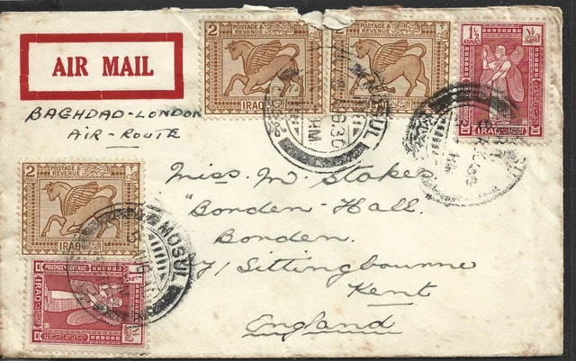 Iraq 1930? Baghdad - London Cover From Mosul. With Foxing Iraq 1930? Baghdad - London Cover From Mosul. With Foxing