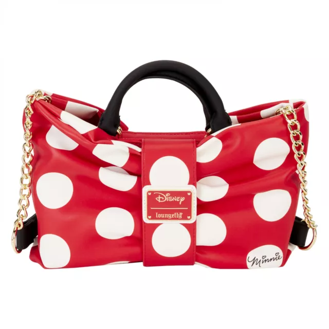 Minnie Mouse Rocks The Dots Figural Bow Crossbody Bag by Loungefly Red 2