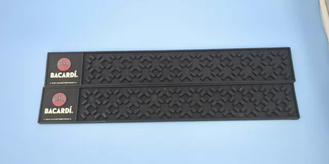 Bacardi Rubber Bar Rail Spill Mat -  lot of 2 - Bat Imprint - Man Cave