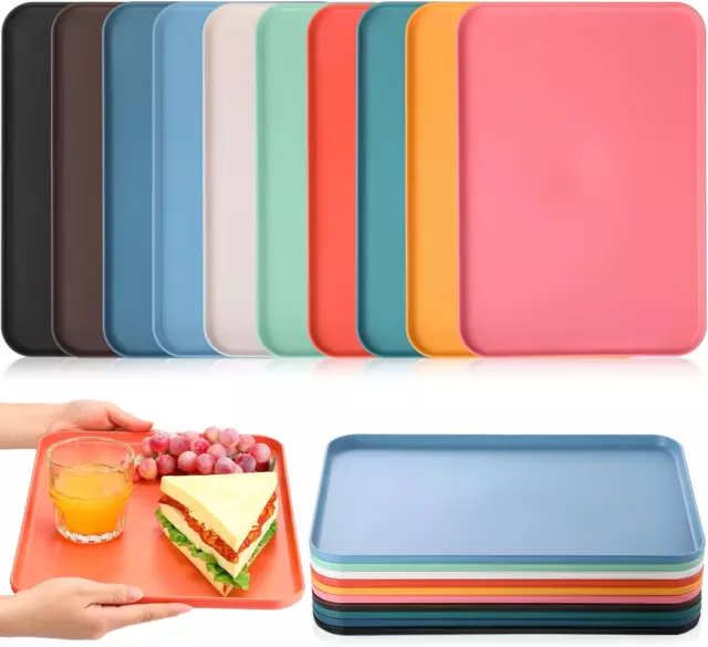 Rtteri 20 Pack Plastic Fast Food Trays Bulk Colorful Cafeteria Food Trays Rectan