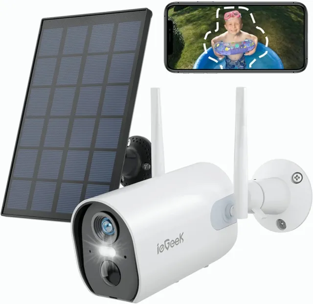 ieGeek Outdoor 2K 3MP Wireless Security Camera Home WiFi Battery CCTV IR System
