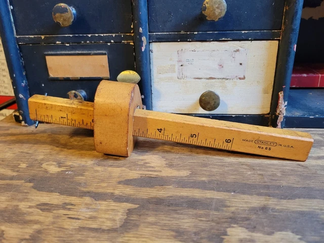 Vintage New Old Stock Stanley No. 65 Maple Brass Woodworking Marking Gage Gauge