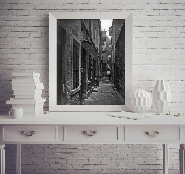 Photo: Close, no. 61 High Street, alley scene, Glasgow, Scotland, barefoot boy,
