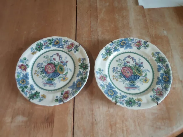 2 Masons Patent Ironstone Pretty China C4792 Strathmore England Tea Plate