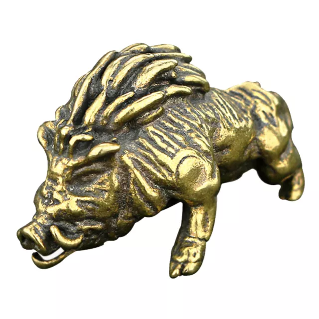 Mini Brass Pig Figurine Chinese Zodiac Feng Shui Statue for Office/Home Decor-BZ