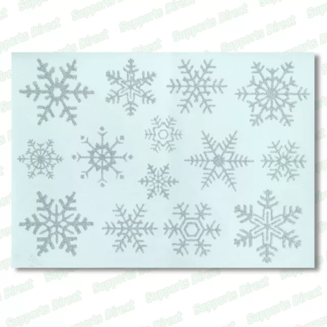 28 Glitter Snowflake Window Stickers Clings Christmas Decorations with Angels