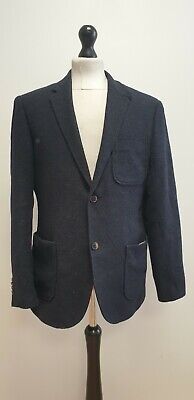 Bb288 Mens John Rocha Blue Wool Blend Collared Suit Blazer Jacket Uk M Eu 48
