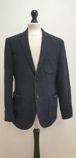 Giacca Blazer Tuta Bb288 Da Uomo John Rocha Blu Misto Lana Uk M Eu 48