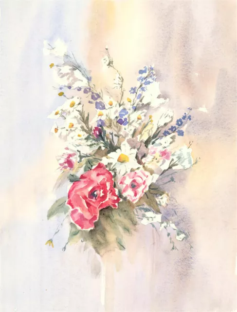 I. Barnes  - 20th Century Watercolour, Roses and Daisies