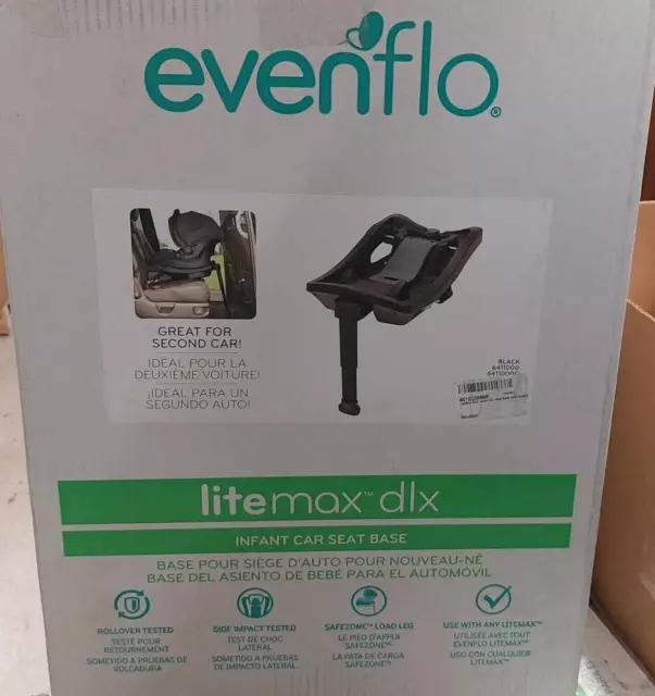 Evenflo LiteMax DLX Infant Car Seat Base with Load Leg, Black, 6411000/6411000C