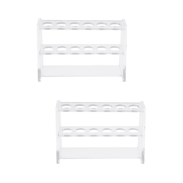 24 HOLE LABORATORY Test Tube Shelf Clear Stand Double Row Rack EUR 17