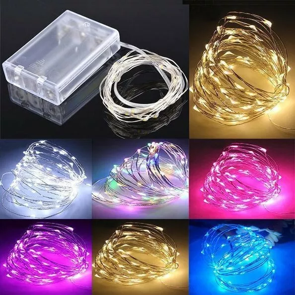 LED Battery Operated Copper Silver Micro Wire String Fairy Lights Warm White RGB