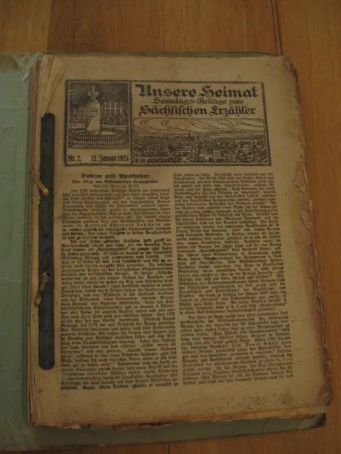 alte Zeitung Unsere Heimat Sonntags Beilage zum Sächsischen Erzähler von 1925/37