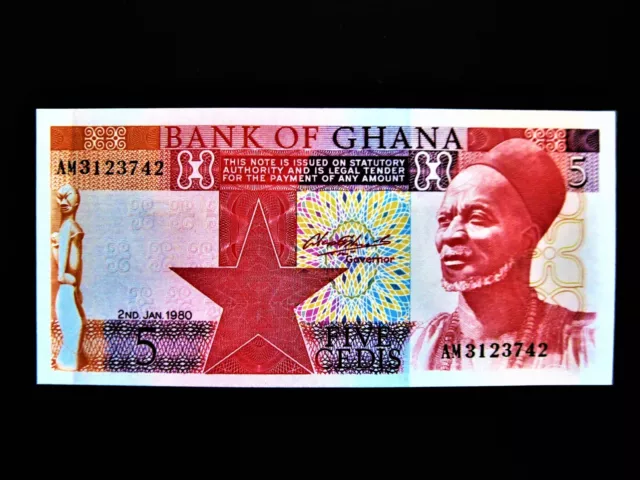 Ghana  5 Cedis  1980  uncirculiert !!