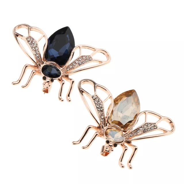 2 Stück Insekt Biene Kristall Strass Fashion Emaille Brosche Pin Damen Schmuck