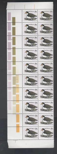 Australian Stamps Mint 1978 Birds Plover 25c Numbered Gutter Block 20 Flaw Sheet
