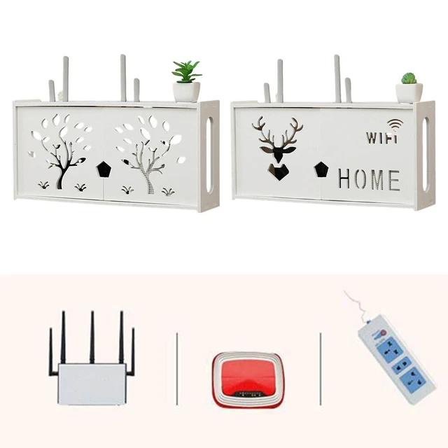 Boîte De Rangement Murale Pour Routeur Et Câbles - Organisateur WiFi Blanc - Dissipation Thermique Pour Salon/bureau