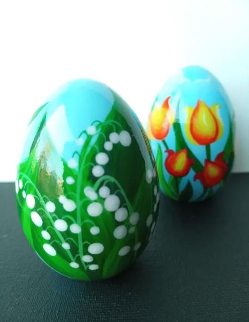 Huevo de Pascua pintado a mano Adorno de lirios del valle Decoraciones de Pascua 3