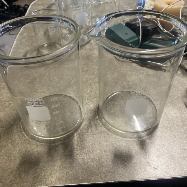 2x  Pryex 1000mL Double Scale Graduated Low Form Griffin Beaker 100-1000