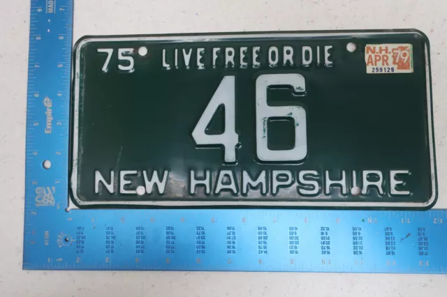 1975 75 1979 79 New Hampshire Nh License Plate #46 Low Number Two 2 Digit Tag