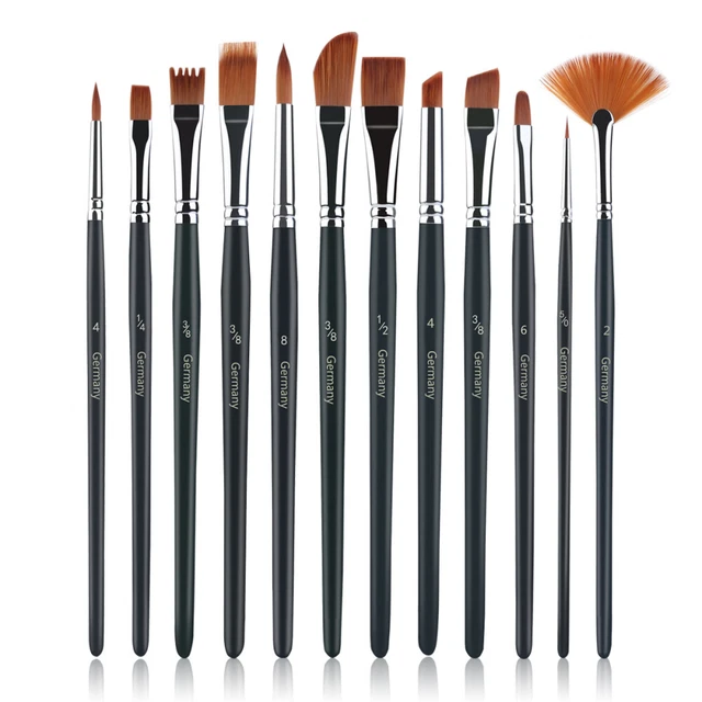 Lot De 12 Pinceaux à Réservoir D’eau Rechargeables – Poils Nylon, Contrôle Du Flux Rotatif – Pour Aquarelle, Dessin, Techniques Humides