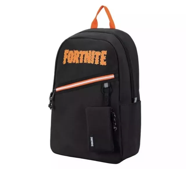 NEW - Fortnite Backpack School Book Bag Black and Orange