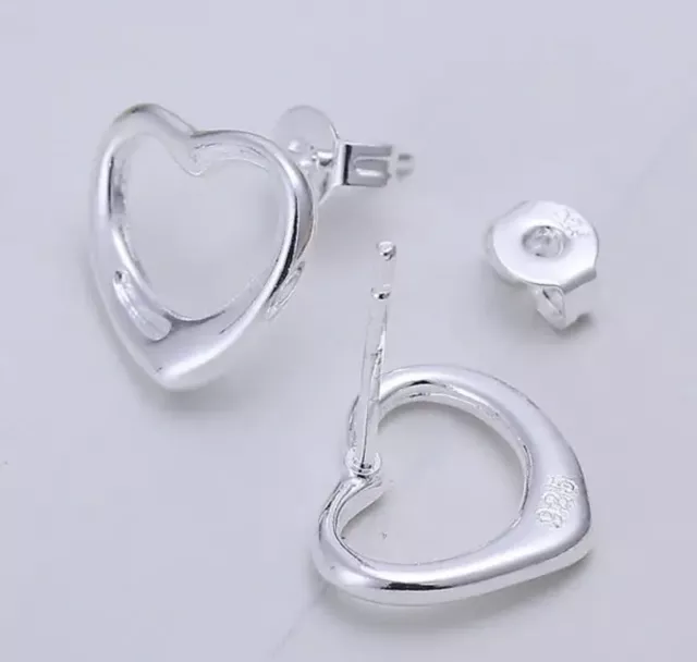 925 sterling silver Sp Heart Stud Earrings