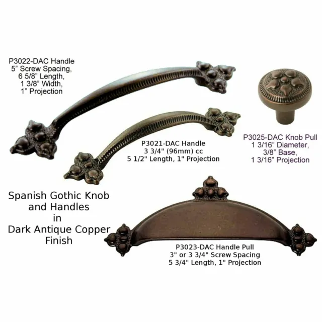 Hickory Spanish Gothic Dark Antique Copper Cabinet Knob and Handle Pulls