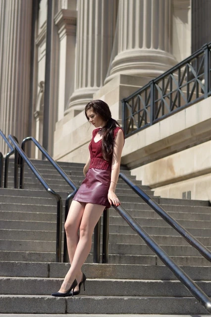 NEW ZARA BURGUNDY Lace Faux Leather Dress Size Medium Ref 7288 /260 S  $35.00 - PicClick
