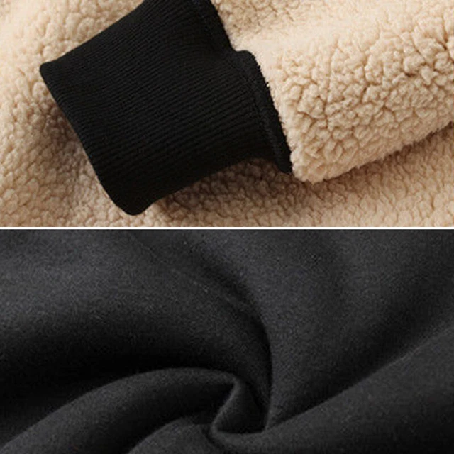 Winter Mens Warm Thick Coat Fleece Fur Lined Jacket Hoodie Zip Up Sweatshirt Top 6