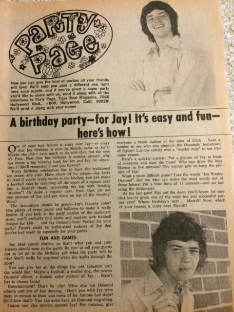 Jay Osmond, Osmonds Brothers, Full Page Vintage Clipping