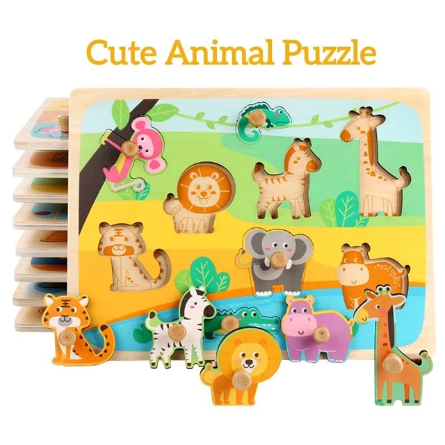 Wooden Jigsaw Puzzles for Toddlers Baby Kids 1 2 3 4 5Years Old Color Shape
