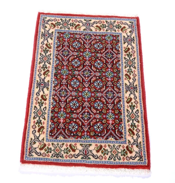 Tapis Persan Kerman 148 X 98 Cm – Noué Main – Laine Et Coton – Rouge (Occasion)