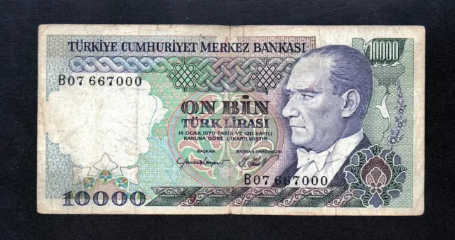 NICE BANKNOTE OF TURKEY, 10.000 Lira, VF