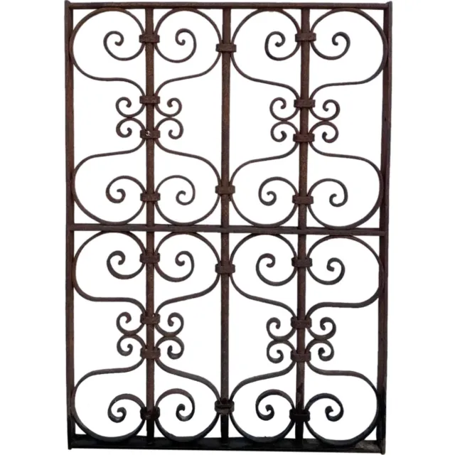Antique French Colonial Wrought Iron Window Grille 19th century 21 x 30 in.
