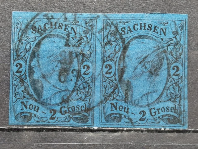 Sachsen Mi-Nr. 10 Paar Gestempelt Sehr Gute Erhaltung 2