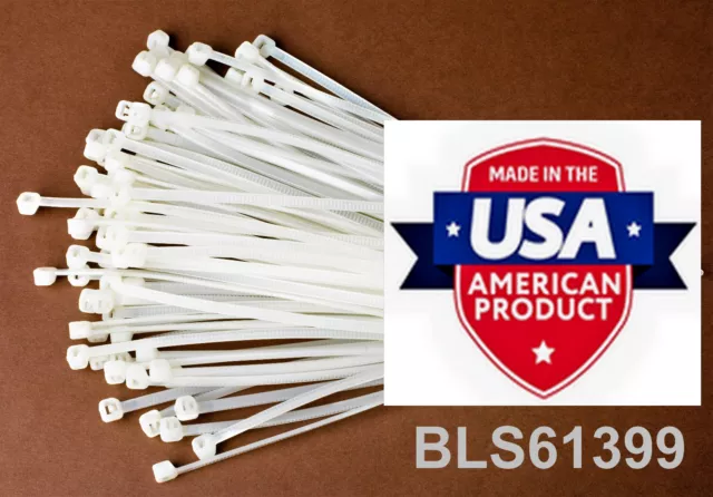 1000 USA Made TOUGH TIES 4" inch 18lb Nylon Tie Wraps Wire Cable Zip Ties White