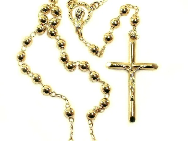 Handmade Top Quality 14k Gold Filled 20 in Rosary Necklace First Communion Gift