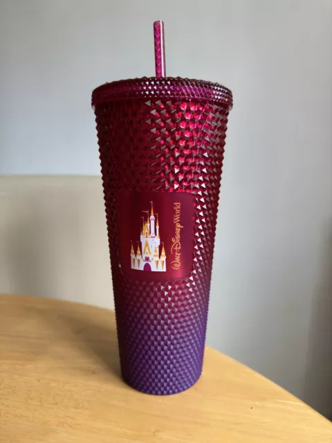 Starbucks Walt Disney World 50th Pink & Purple Ombré Studded Tumbler Drinks Cup