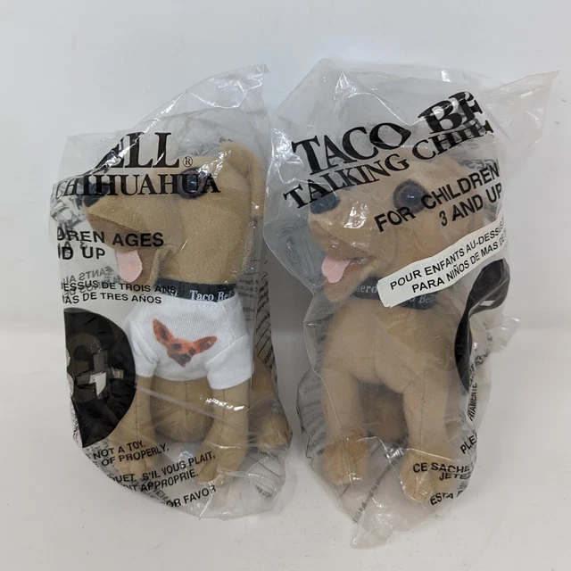 Lot Of 2 Taco Bell Talking Chihuahua T-Shirt Yo Quiero How Cool Is This 6" Plush