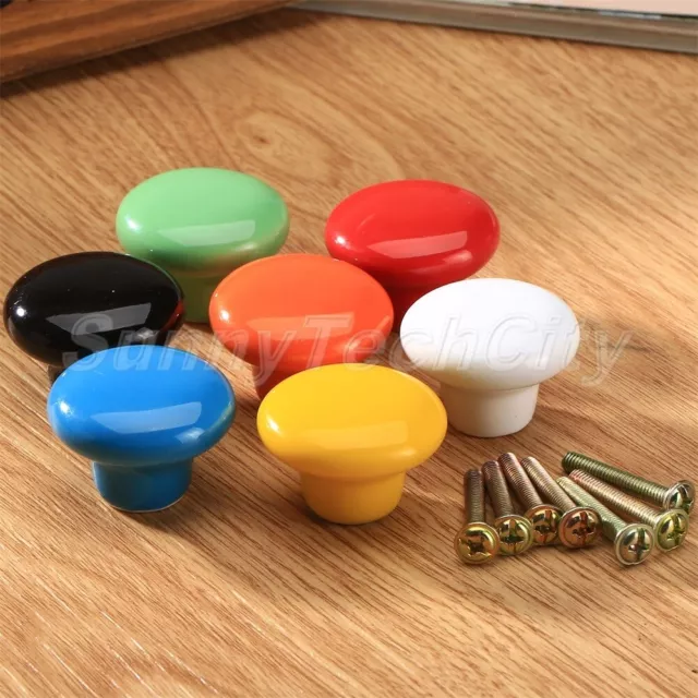 5x Candy Ceramic Round Cabinet Drawer Wardrobe Cupboard Knobs Bin Pull Handles