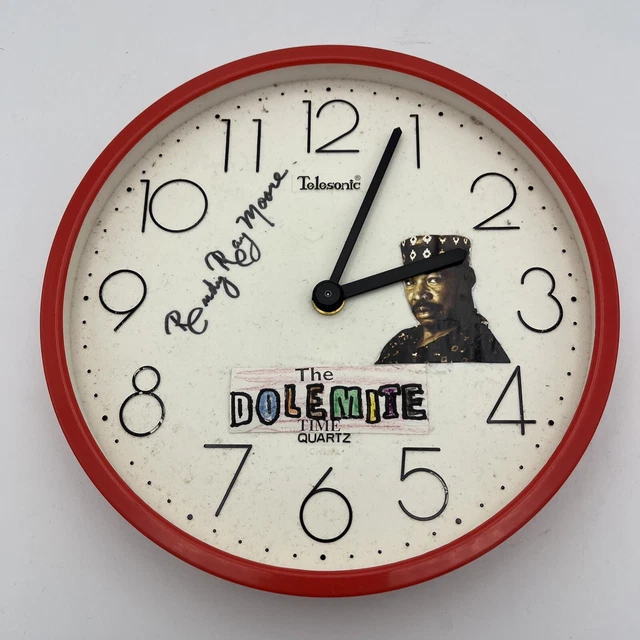 Vintage Rudy Ray Moore Signed Wall Clock Dolemite Red Telesonic Quartz
