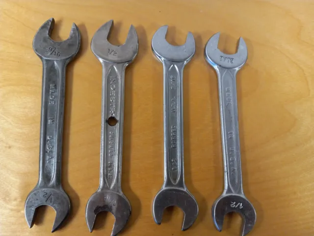 Lot of 10 Vintage Indestro Dropped Forged Open End Wrenches, Made in USA 8