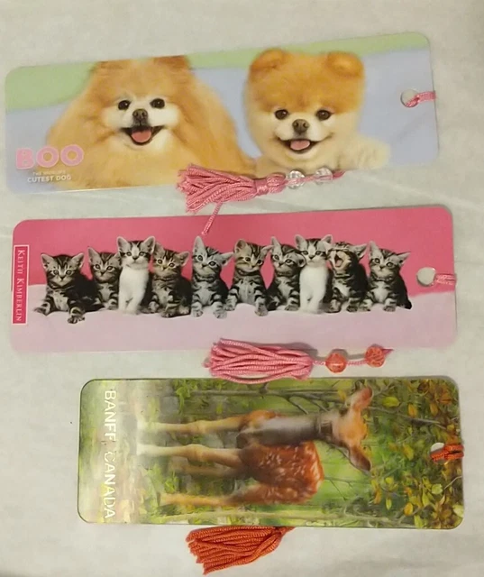 New Bookmarks Lot -3D Fawn Banff, Boo the World's Cutest Dog, & Feline Friends