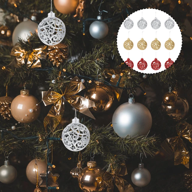 12 Pcs Mini Christmas Balls Lob House Ornaments Home Decoration Hanging Spheres