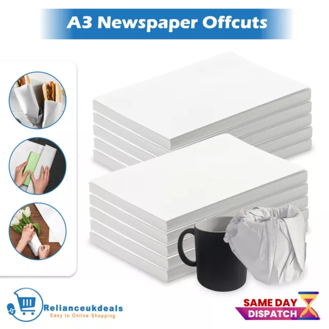 A3 Newspaper Offcuts 16.5"x11.7" White Packing Paper Chip Shop Wrapping Sheets