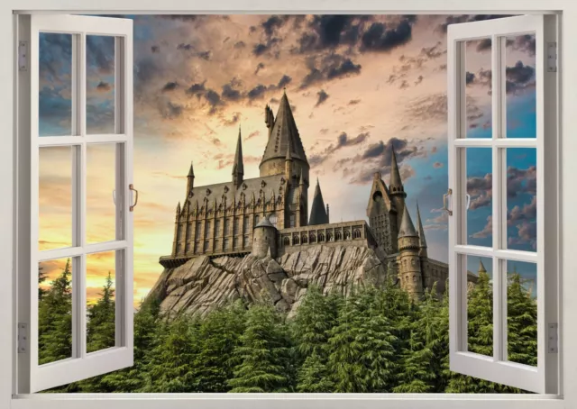 Harry Potter Castle Alley Diagon Wizard 3d Effect Window Wall Sticker Poste A524